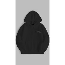 Sweatshirt Unisex Oversize Kalıp Baskılı 3 Iplik Medusa Detaylı Siyah Hoodie Kapşonlu Sweat