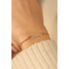 ÇGK KUYUMCULUK Taşlı Model Ataç  Altın Bileklik CGKBLK0240