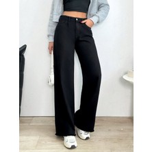 Paça Püskül  Rahat Kesim Kadın Jean Pantolon -Siyah