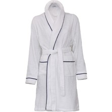 Fortuna Unisex Bornoz Beyaz- Lacivert Biyeli