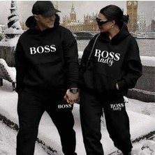 Amor Man Büyük Beden Özel Tasarım Kapüşonlu Lady Boss ve Boss Baskılı Kışlık Sevgili  Kombini Eşofman TAKIMI.1ADET Fiyatıdır