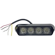 12V-24V ÇAKAR FLAŞ LED LAMBA (ŞEFFAF) (BEYAZ/BEYAZ) (4X1W) 18 FONKSİYONLU (132*34*30 MM)