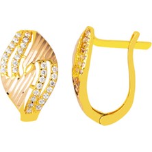 Bilezikci Kalemli Taşlı 14 Ayar Sarı Altın Küpe