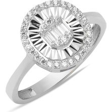 Bilezikci Kalemli Baget 14 Ayar Beyaz Altın Yüzük