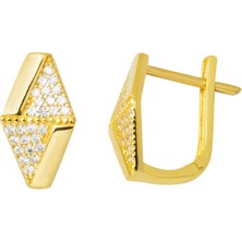 Bilezikci Köşeli Üçgen Tasarım Altın Küpe