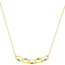 Bilezikci Mavi Taşlı Ataç Model Altın Kolye