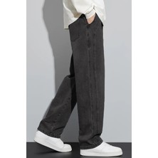 The Rule Erkek Antrasit Baggy Beli Lastikli Likralı Bol Kesim Esnek Jean Denim Kot Pantolon RF0484