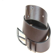 Derimine Deri Erkek Metal Detaylı Dikişli Kot Kemeri 4,5 cm