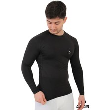 Domin Spor Erkek Siyah Uzun Kollu Compression Fitness Gym Body Tshirt DMN25478