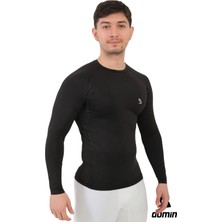 Domin Spor Erkek Siyah Uzun Kollu Compression Fitness Gym Body Tshirt DMN25478