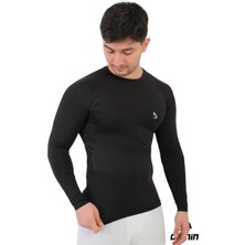 Domin Spor Erkek Siyah Uzun Kollu Compression Fitness Gym Body Tshirt