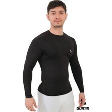 Domin Spor Erkek Siyah Uzun Kollu Compression Fitness Gym Body Tshirt