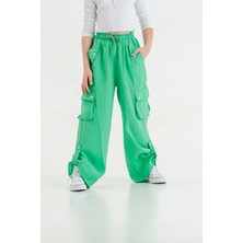 Kız Çocuk Paça Katlamalı Keten Pantolon G2542