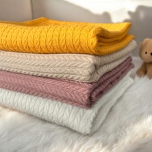 Pufibee - Bej %100 Pamuk Örgü Desen Bebek Battaniye/pike