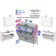 Modilayn EMİR 100x88x32,5 cm 3 Göz Sepetli kirli çamaşır pratik  düzenleyici dolap
