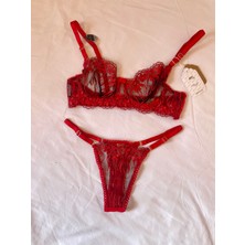 Licay Sevgililer Hediyesi Balenli Tül Sütyen Takımı Taşlı