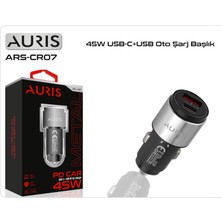 45 Watt Araç Şarj Cihazı Oto Çakmaklık Şarjı USB Pd Hızlı Şarj Qc 3.0 USB + USB C 2 Port Araç Şarjı Type C Giriş