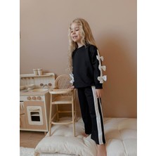 Sacro Kids Fiyonk Desenli Eşofman-Sweatshirt 2 Iplik Mevsimlik Kız Çocuk Takım
