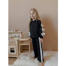 Sacro Kids Fiyonk Desenli Eşofman-Sweatshirt 2 Iplik Mevsimlik Kız Çocuk Takım