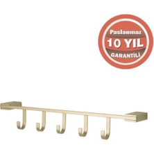 Çelik Banyo Paslanmaz Pirinç Titanik 5’li Askılık Altın Sarı Gold