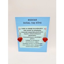 Sertifikalı Doğal Taş Mercan Küpe Kalp Tasarımlı