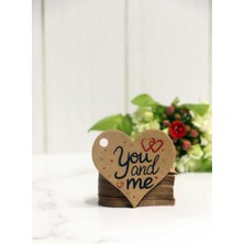 Sevgililer Günü Etiketi - You And Me Baskılı 50 Adet  Kraft Kalp Etiket (4,5 Cm)