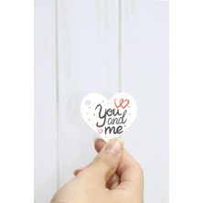 Sevgililer Günü Etiketi - You And Me Baskılı 50 Adet  Kalp Etiket (4,5 Cm)