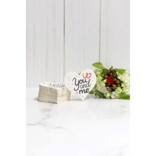 Sevgililer Günü Etiketi - You And Me Baskılı 50 Adet  Kalp Etiket (4,5 Cm)