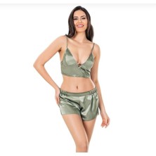 Kadın Ipek Saten 3 Parçalı Şortlu Sabahlıklı Gecelik Takımı Sardena Sardenalingerie