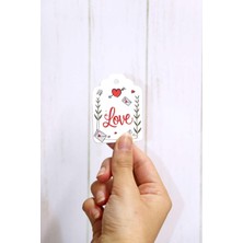 Sevgililer Günü Etiketi - Love Baskılı 50 Adet Etiket (4,5 x 6 cm )