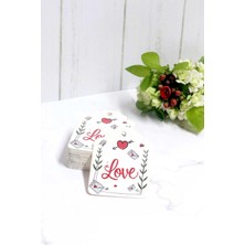 Sevgililer Günü Etiketi - Love Baskılı 50 Adet Etiket (4,5 x 6 cm )