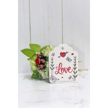 Sevgililer Günü Etiketi - Love Baskılı 50 Adet Etiket (4,5 x 6 cm )