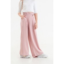 Kız Çocuk Tokalı Kemerli Keten Pantolon G2545