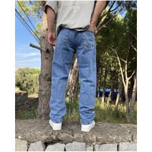 Oraystore Yıkamalı Mavi Baggy Jean