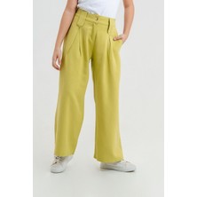 Kız Çocuk Üçgen Köprülü Keten Pantolon G2548