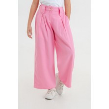 Kız Çocuk Üçgen Köprülü Keten Pantolon G2548