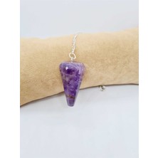 Sertifikalı Pandül Kesim Ametist Doğal Taş Kadın Kolye