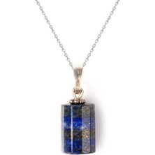 Sertifikalı Lapis Lazuli Taşı Kolye Silindir Doğal Taş