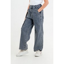 Kız Çocuk Yan Şeritli Kot Pantolon G2143