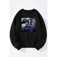 The Wert Sold Collect Baskılı Kadın/erkek Siyah Bisiklet Yaka Pamuklu Sweatshirt