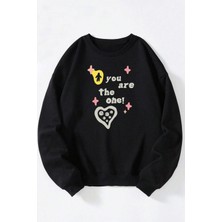 The Wert Janes Addiction Baskılı Kadın/erkek Siyah Bisiklet Yaka Pamuklu Sweatshirt