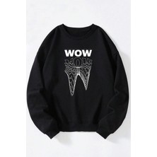 The Wert Itachi Uchiha Red Moon Embroidery Baskılı Kadın/erkek Siyah Bisiklet Yaka Pamuklu Sweatshirt