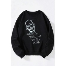 The Wert Danko Jones Wıld Cat Baskılı Kadın/erkek Siyah Bisiklet Yaka Pamuklu Sweatshirt