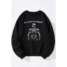 The Wert Defenders Of Freedom Baskılı Kadın/erkek Siyah Bisiklet Yaka Pamuklu Sweatshirt