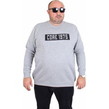 Moc Grande  Erkek Büyük Beden Sıfır Yaka 3ip Sweat Core 1975 24209 Grı Melanj