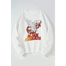 The Wert Black Sabbath Şeytan Baskılı Kadın/erkek Beyaz Bisiklet Yaka Pamuklu Sweatshirt