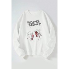 The Wert My Chemıcal Romance Çift Baskılı Kadın/erkek Beyaz Bisiklet Yaka Pamuklu Sweatshirt
