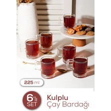 Vienev 6 Adet Cam Kulplu Çay Bardağı 225 ml