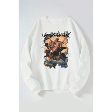 The Wert Sold Collect Baskılı Kadın/erkek Beyaz Bisiklet Yaka Pamuklu Sweatshirt