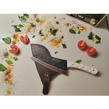Ardabey Özel Üretim Mikarte Saplı Dövme El Işçiliği Santoku Şef Bıçağı